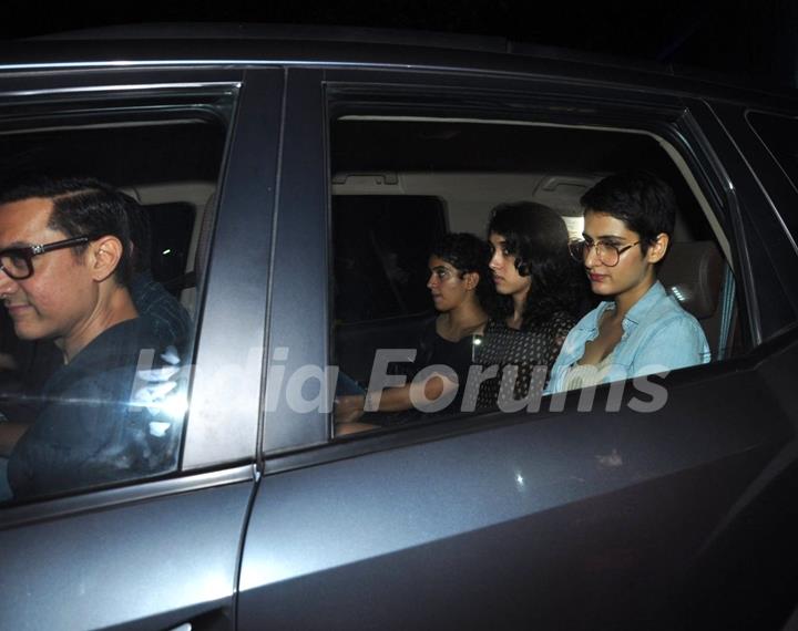 Aamir khan with his &quot;Dangal Daughters' attend Special Screening of 'Sultan'