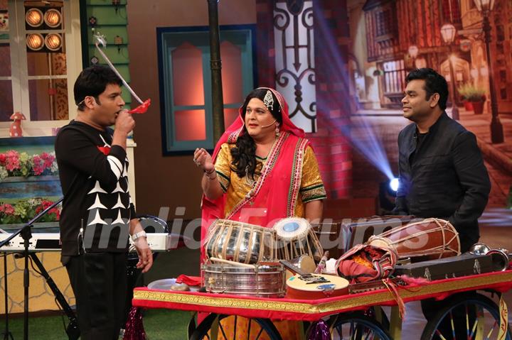 A R Rahman on the sets of The Kapil Sharma Show