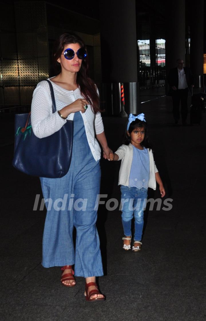 Airport Scenes: Twinkle Khanna returns from her holiday with daughter Nitara