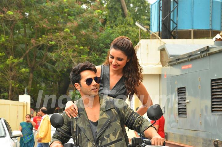 Varun Dhawan and Parineeti Chopra arrives on Quad Bike at Launch of Song 'Jaaneman Aah' from Dishoom