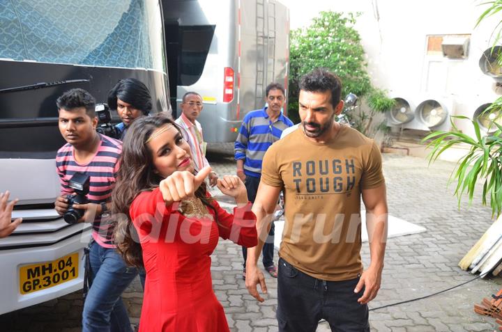 Damsel Shraddha Kapoor and John Abraham Snapped at 'Mehboob Studio'