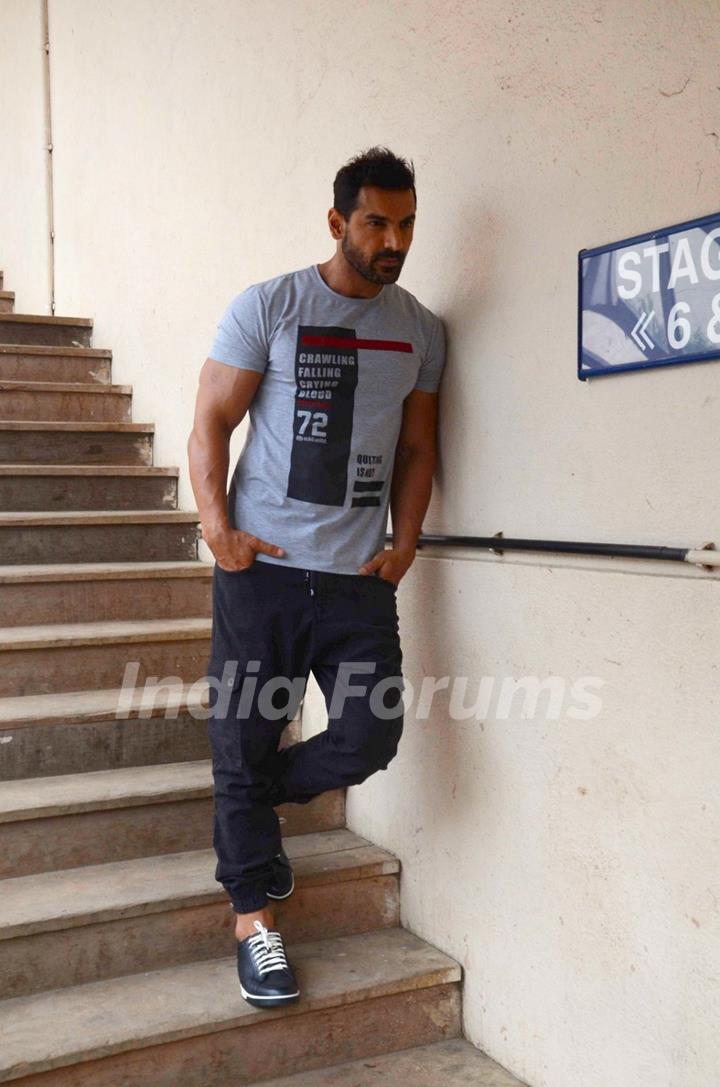 John Abraham Snapped promoting Dishoom at 'Mehboob Studio'