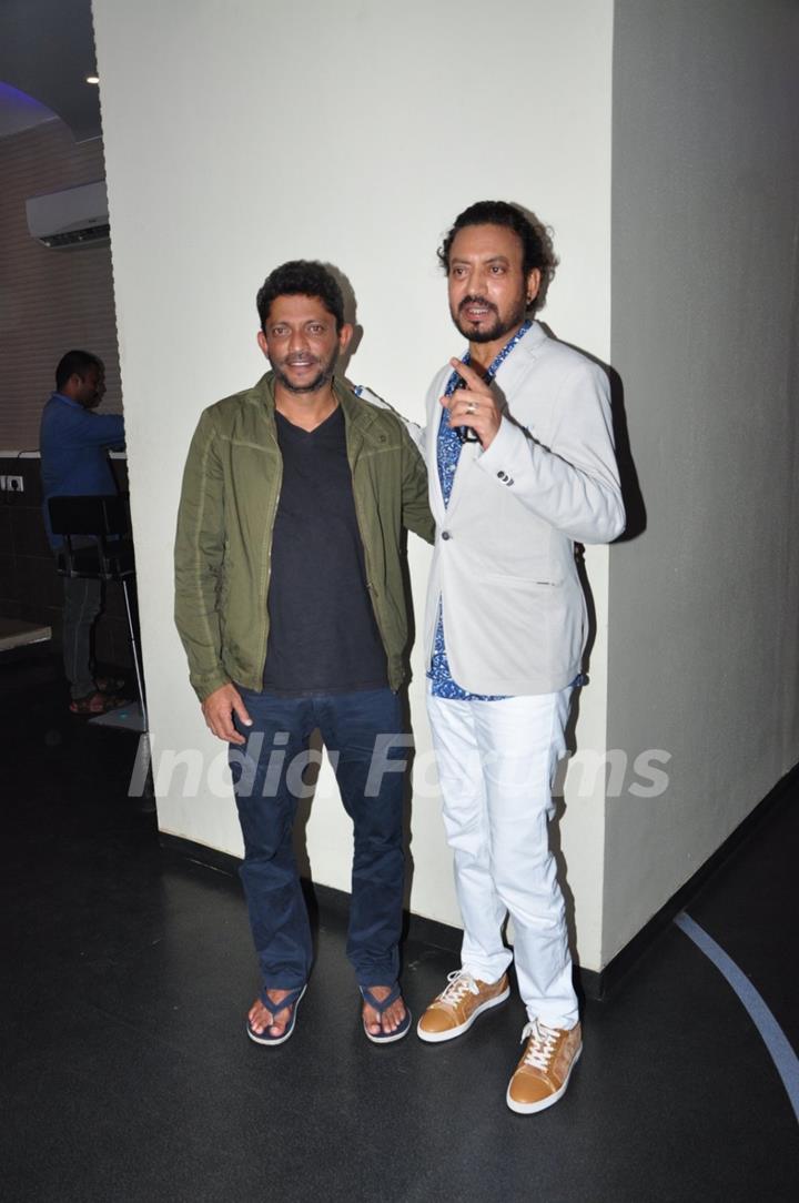 Director Nishikant Kamatand actor Irrfan Khan at Screening of movie 'Madaari'