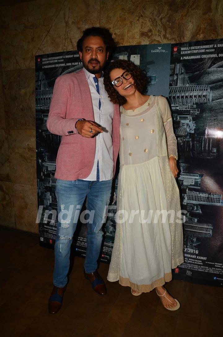 Kangana Ranaut and Irrfan Khan at the special screening of Madaari