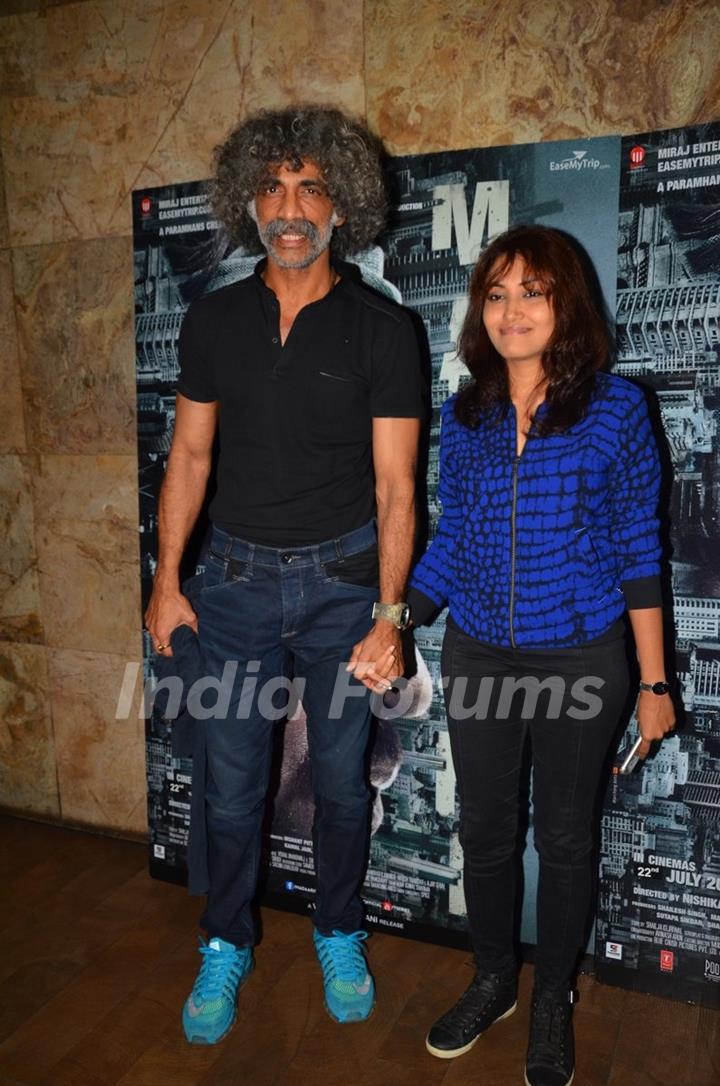 Makarand Deshpande with wife Nivedita at the special screening of Madaari