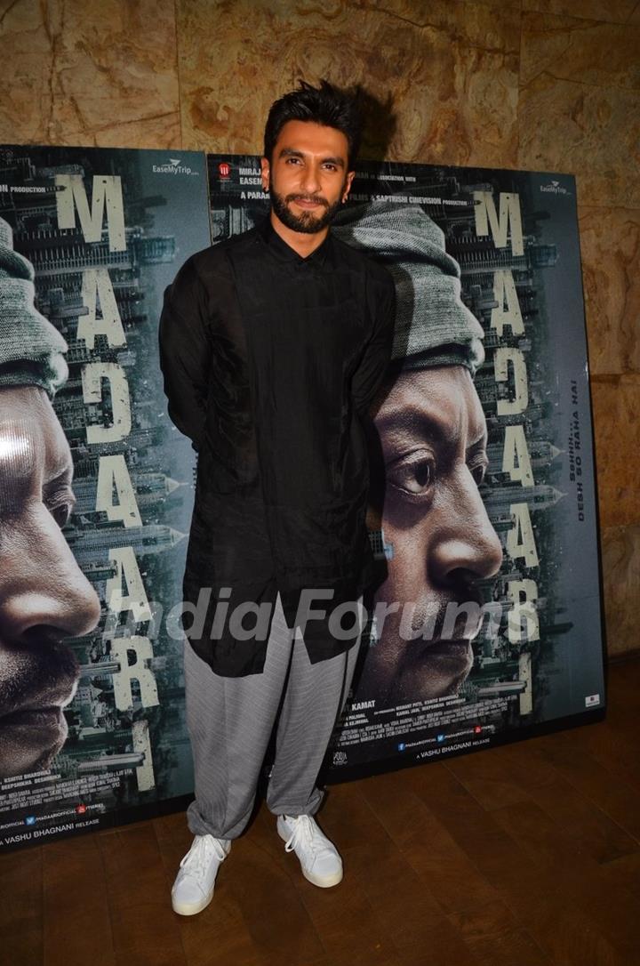 Ranveer Singh at the special screening of 'Madaari'