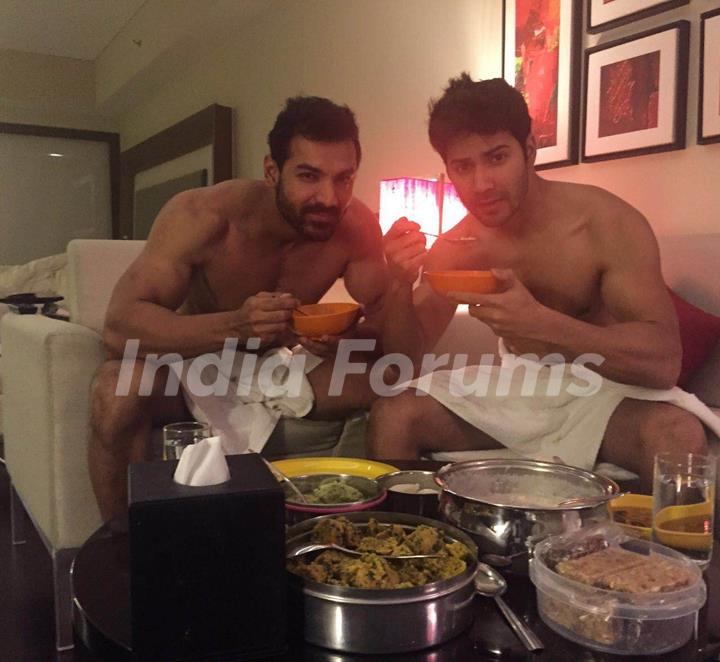 Varun Dhawan and John Abraham bonding over food