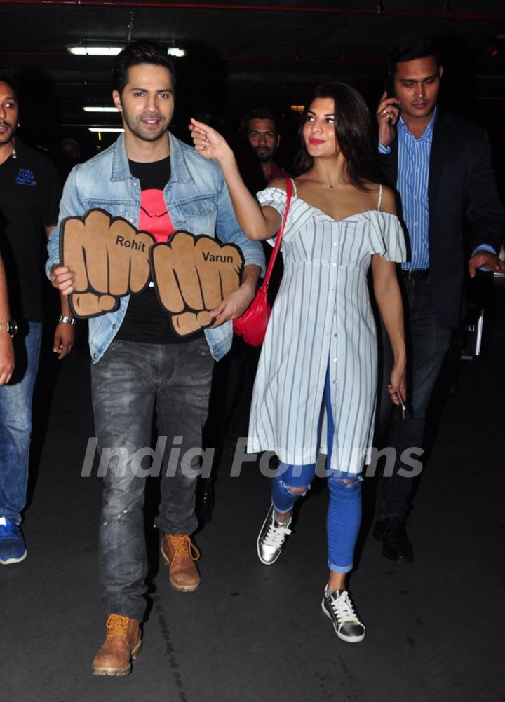 Jacqueline Fernandes and Varun Dhawan snapped at airport!