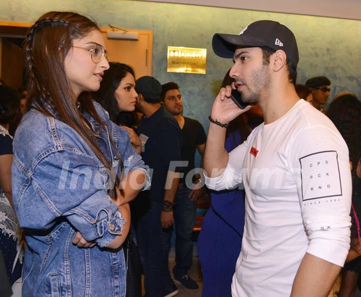 onam Kapoor and Varun Dhawan at Special screening of the film 'Dishoom'