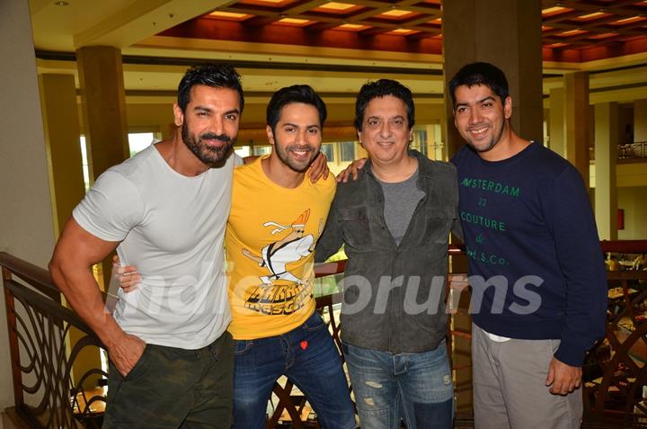 John Abraham, Varun Dhawan, David Dhawan and Rohit Dhawan Promotes 'Dishoom'