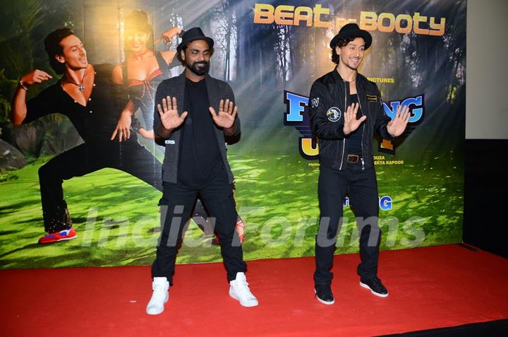 Tiger Shroff and Remo Dsouza performing at Song launch of 'A Flying Jatt'