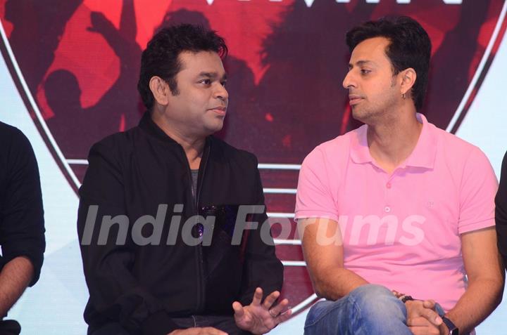 A.R. Rahman, Sulaiman Merchant and Salim Merchant at Qyuki musical collaboration with YouTube event