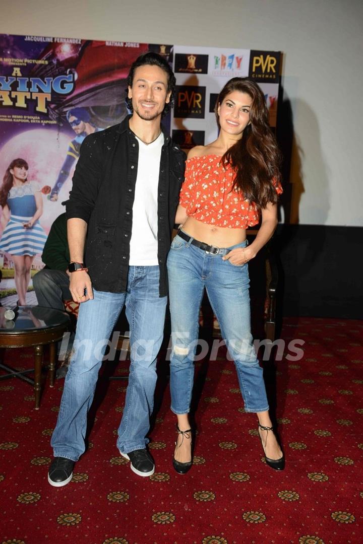 Tiger Shroff and Jacqueline Fernandes at Press meet of 'A Flying Jatt' in Delhi