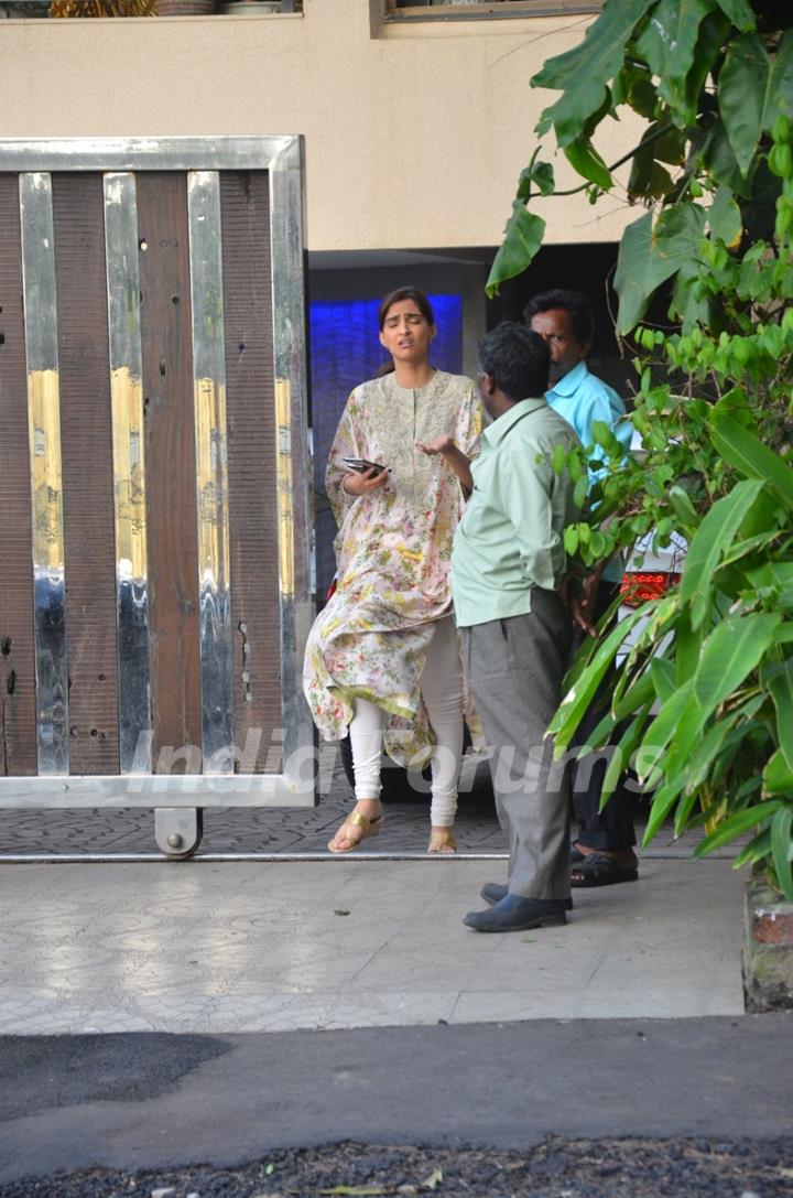 Sonam Kapoor snapped post leaving a hospital in Bandra