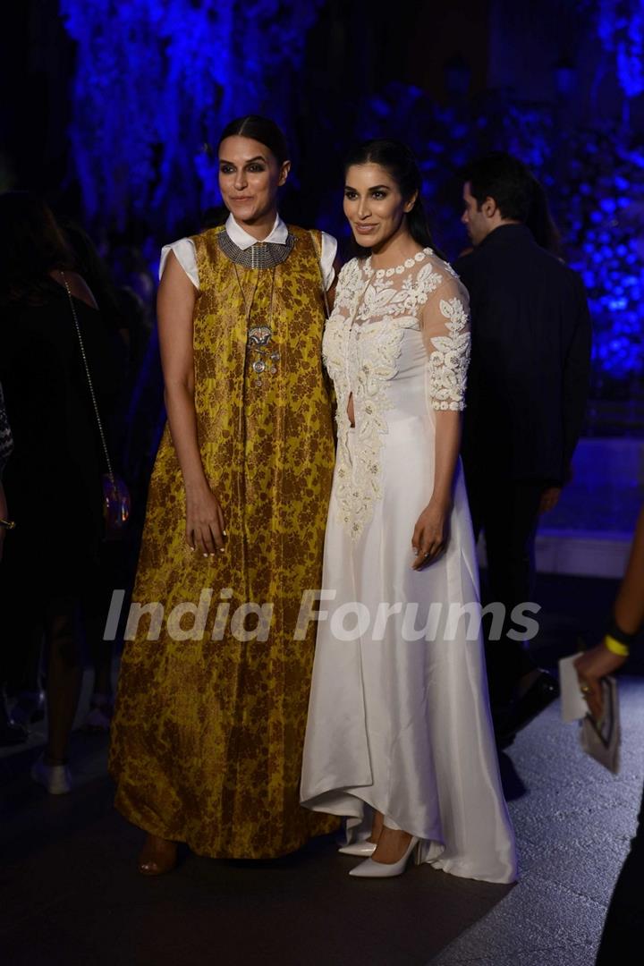 Sophie Choudry and Neha Dhupia at Lakme Fashion Week Winter Festive 2016- Day 1