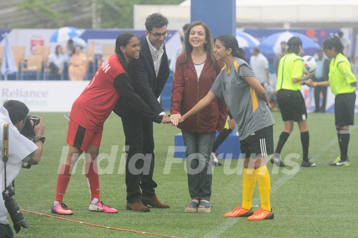 Ranbir Kapoor and Nita Ambani at Inauguration Match of Reliance Foundation Youth Sports