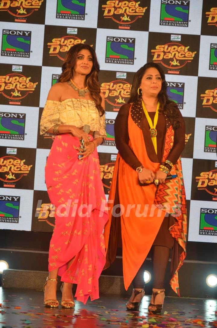 Shilpa Shetty and Geeta Kapur at Launch of Sony TV's 'Super Dancer Show'
