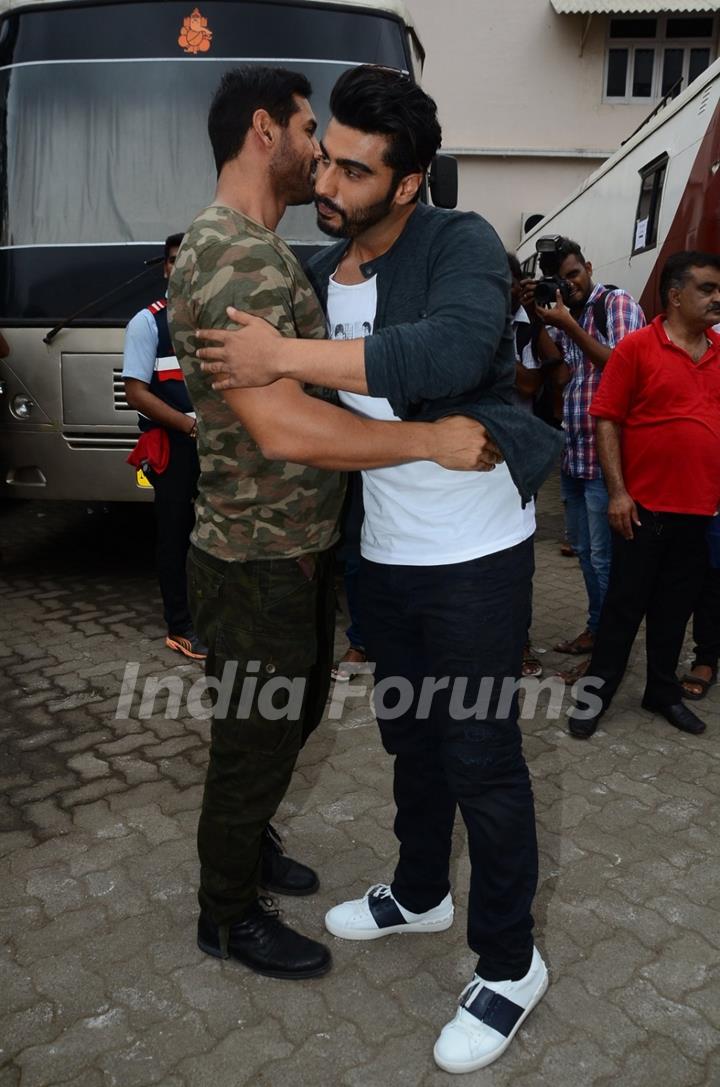 John Abraham and Arjun Kapoor snapped at Mehboob Studio