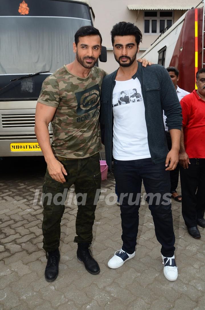 John Abraham and Arjun Kapoor snapped at Mehboob Studio