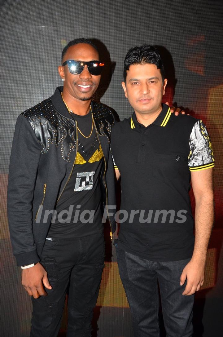 Dwayne Bravo and Bhushan Kumar at Media Interaction of the film 'Tum Bin 2'