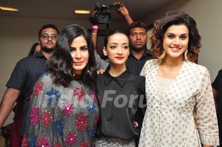 Actors Taapsee Pannu and Kirti Kulhari at Press Meet of the film 'Pink'