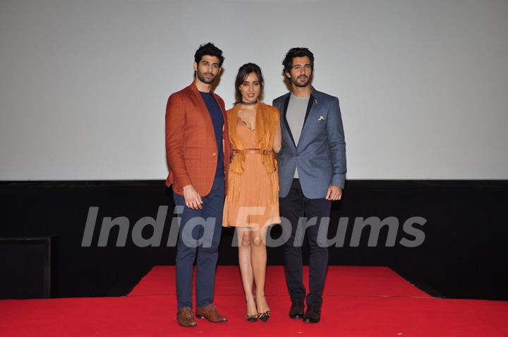 Neha Sharma, Aditya Seal and Aashim Gulati at Launch of film 'Tum Bin 2'