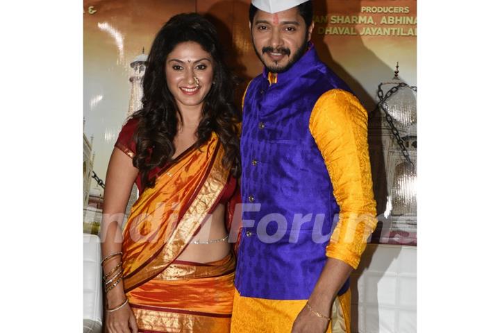 Manjari Fadnis and Shreyas Talpade at Trailer Launch of 'WAH TAJ'