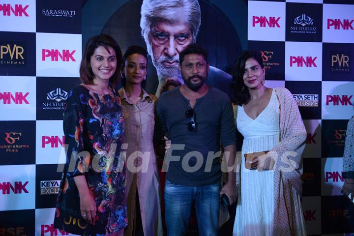 Taapsee Pannu, Shoojit Sircar, Kirti Kulhari at Press Meet of PINK in Delhi