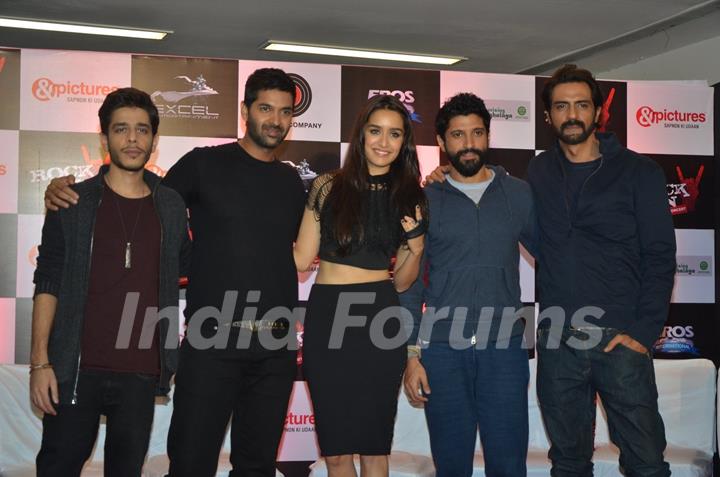 Purab Kohli, Shraddha Kapoor, Farhan Akhtar and Arjun Kapoor at Music Launch of 'Rock On 2'