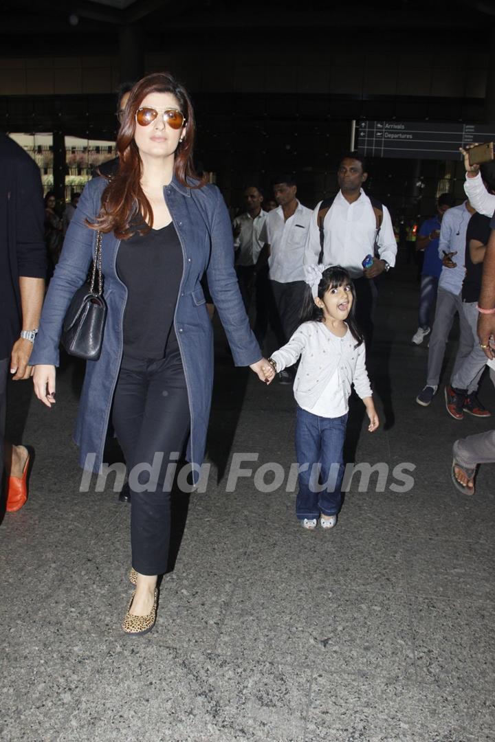 Airport Diaries: Twinkle Khanna with their daughter