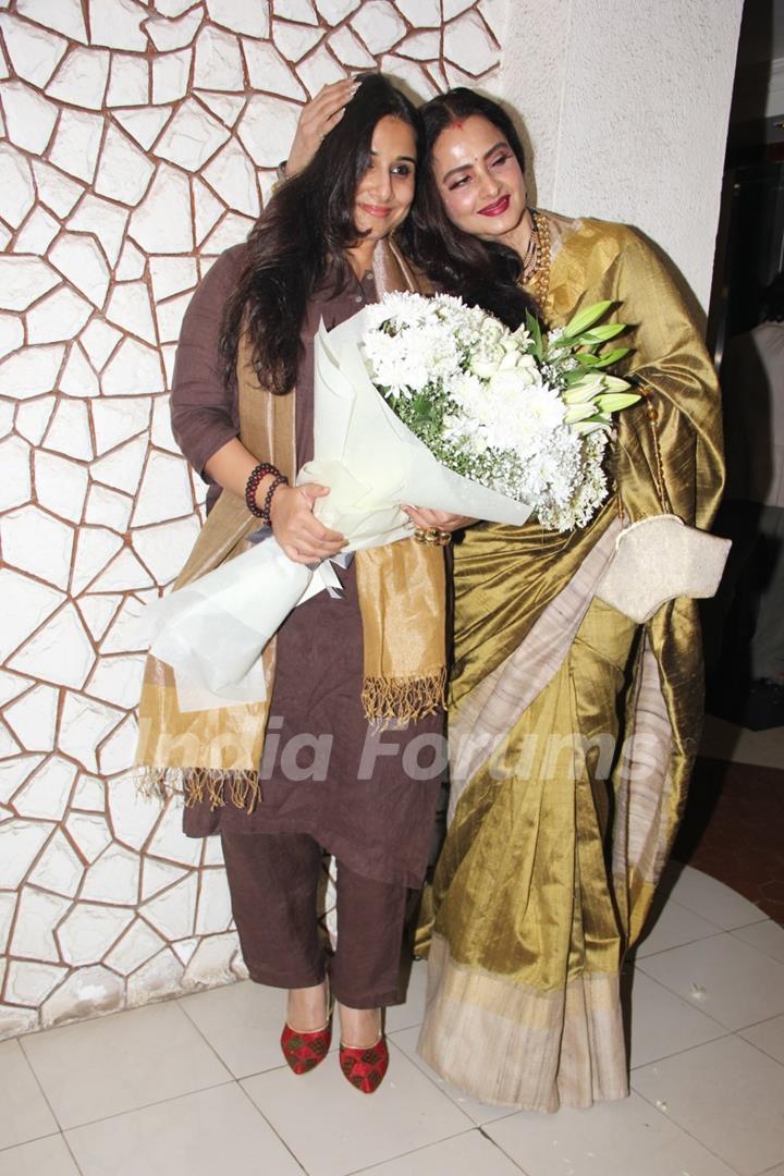 Rekha and Vidya Balan at Javed Akhtar's Birthday Bash