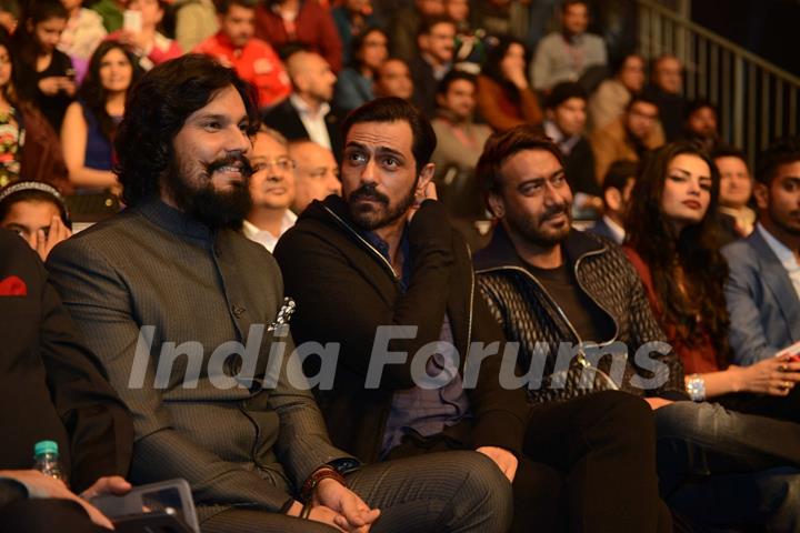 Randeep Hooda, Arjun Rampal and Ajay Devgn attend the launch 'Super Fight League'