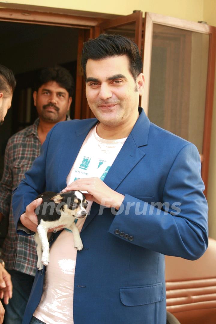 Arbaaz Khan Snapped with a pet dog