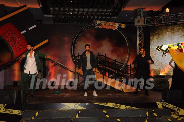 Ravi Dubey, Karan Wahi and Rithvik Dhanjani at the launch of Khatron Ke Khiladi: Pain