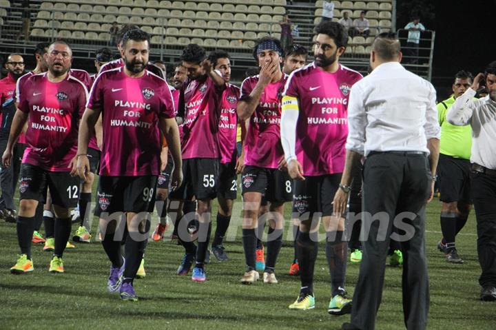 Ranbir Kapoor, Abhishek Bachchan, Raj Kundra and Dino Morea snapped playing Soccer