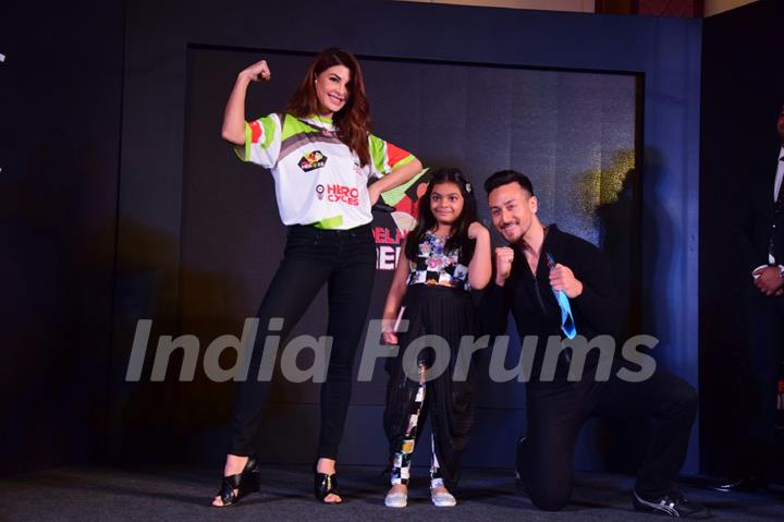 Jacqueline, Tiger and Arbaaz at Fight League Press Meet