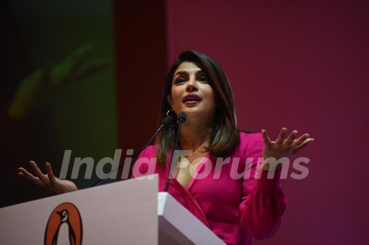 Priyanka Chopra in a hot pink jumpsuit