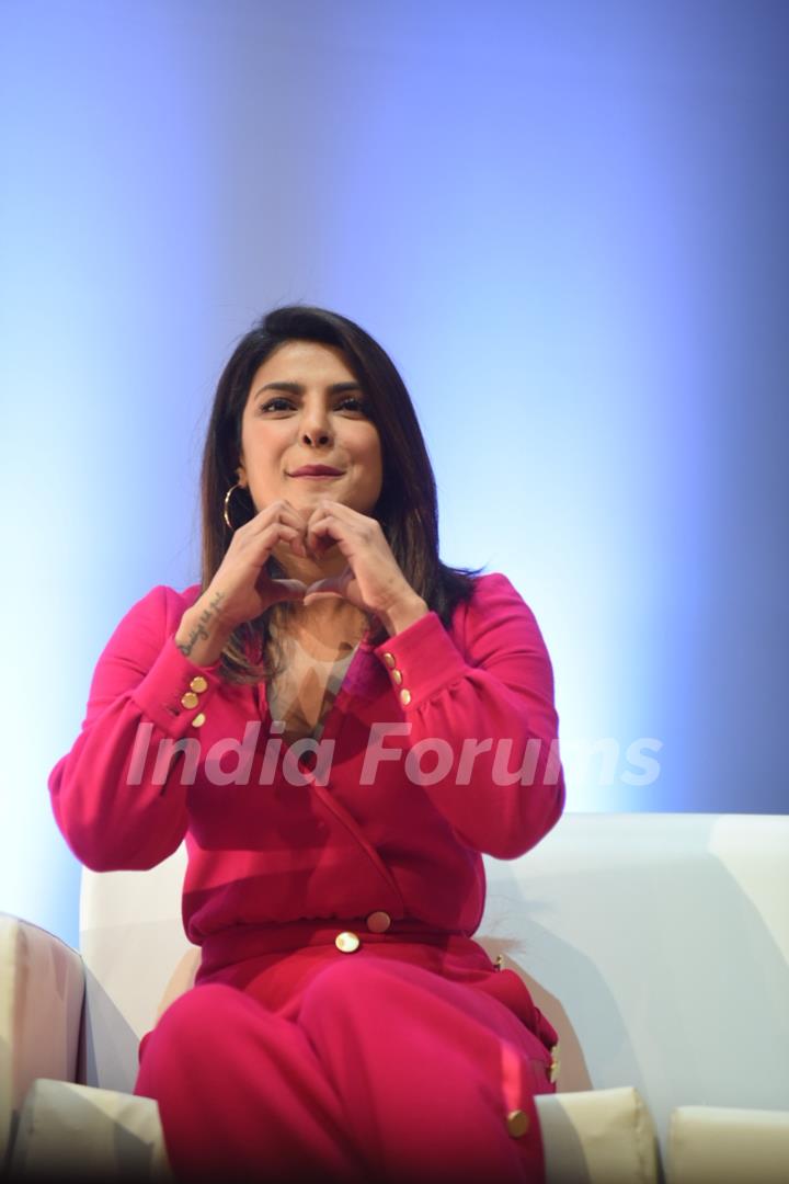 Priyanka Chopra in a hot pink jumpsuit