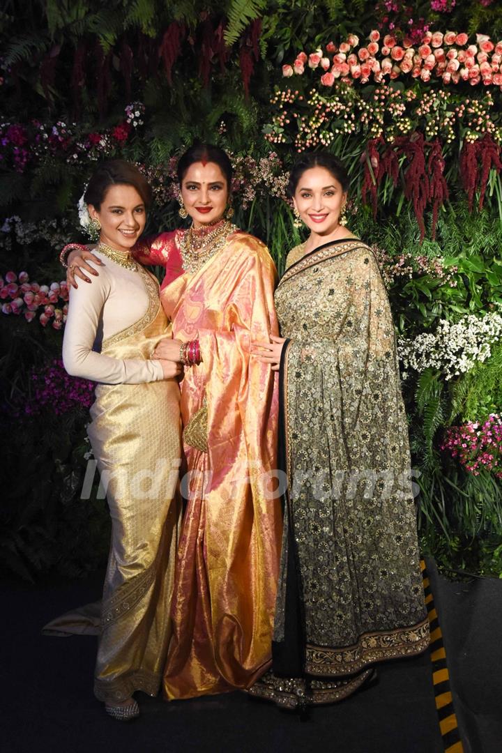 Kangana - Madhuri - Rekha at Virushka's Reception