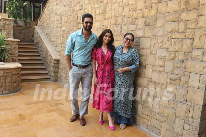 Alia Bhatt, Meghna Gulzar & Vicky Kaushal for Raazi post interview in JW Marriott hotel in Juhu