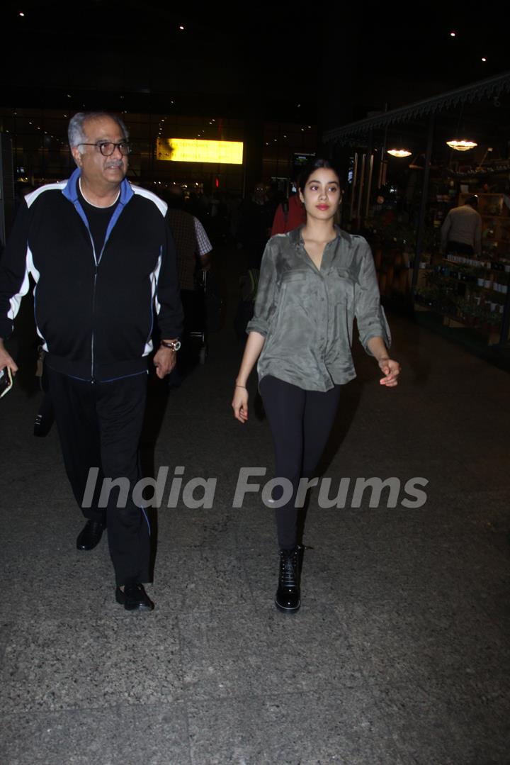 Janhvi Kapoor and Boney Kapoor spotted at the airport