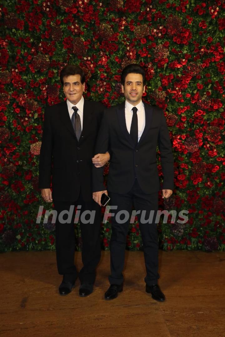 Jeetendra and Tusshar Kapoor at Ranveer-Deepika's Mumbai reception
