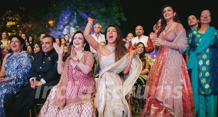 Priyanka Chopra with Mukesh Ambani, Parineeti Chopra and others on Sangeet Ceremony