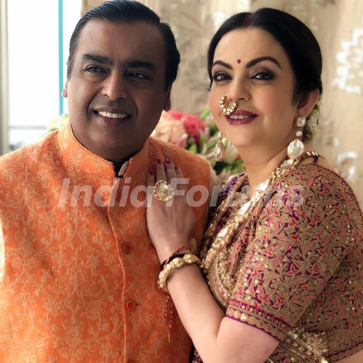 Mukesh Ambani and Neeta Ambani on Isha Ambani Sangeet function Udaipur