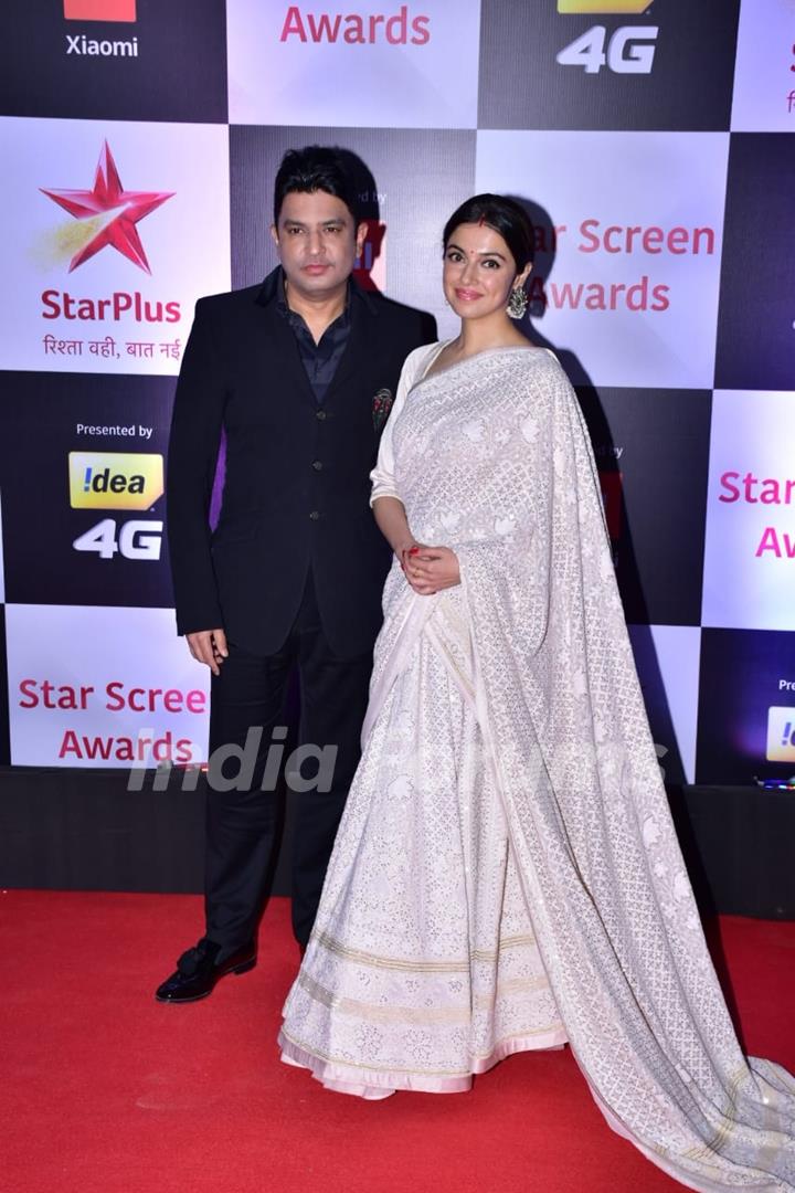 Divya Khosla Kumar with husband Bhushan Kumar at Star Screen Awards 2018