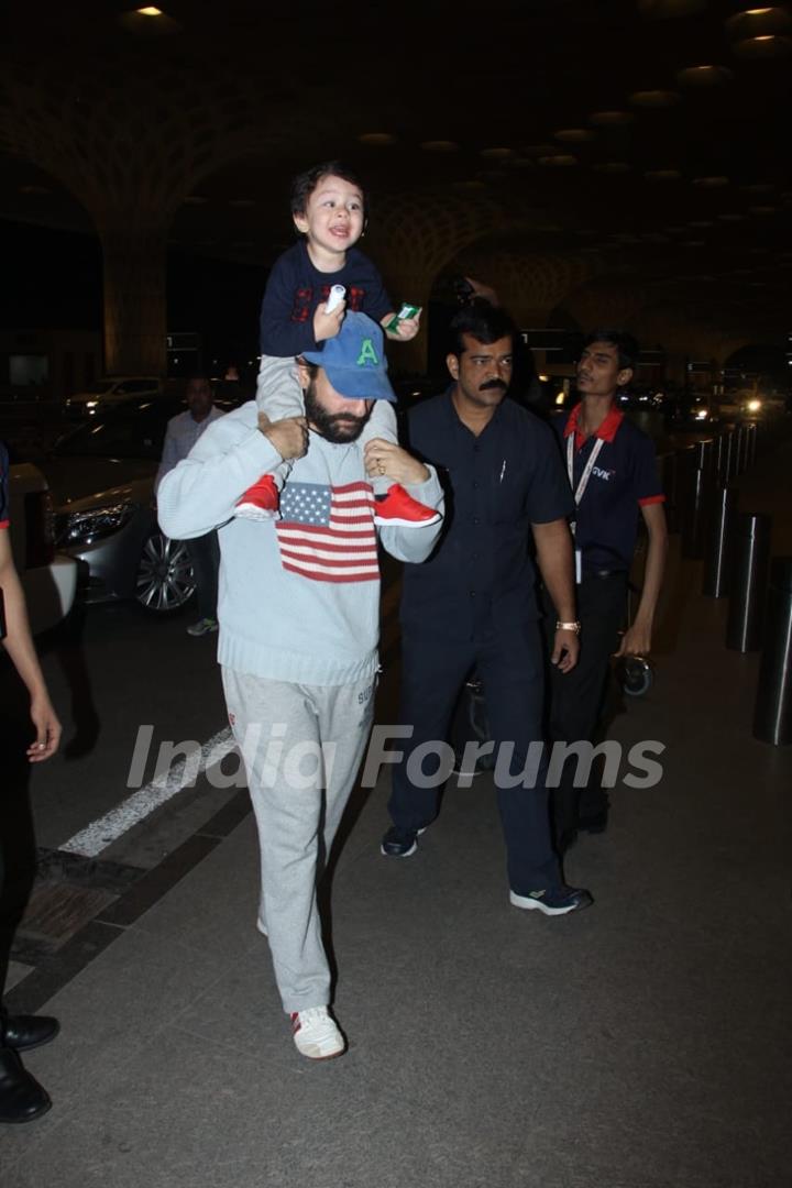 Saif Ali Khan and Taimur Ali Khan snapped at Mumbai Airport