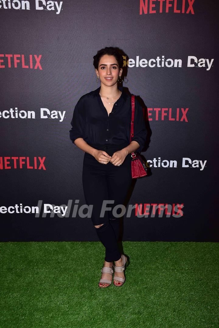 Sanya Malhotra snapped at  Netflix's screening of Selection Day