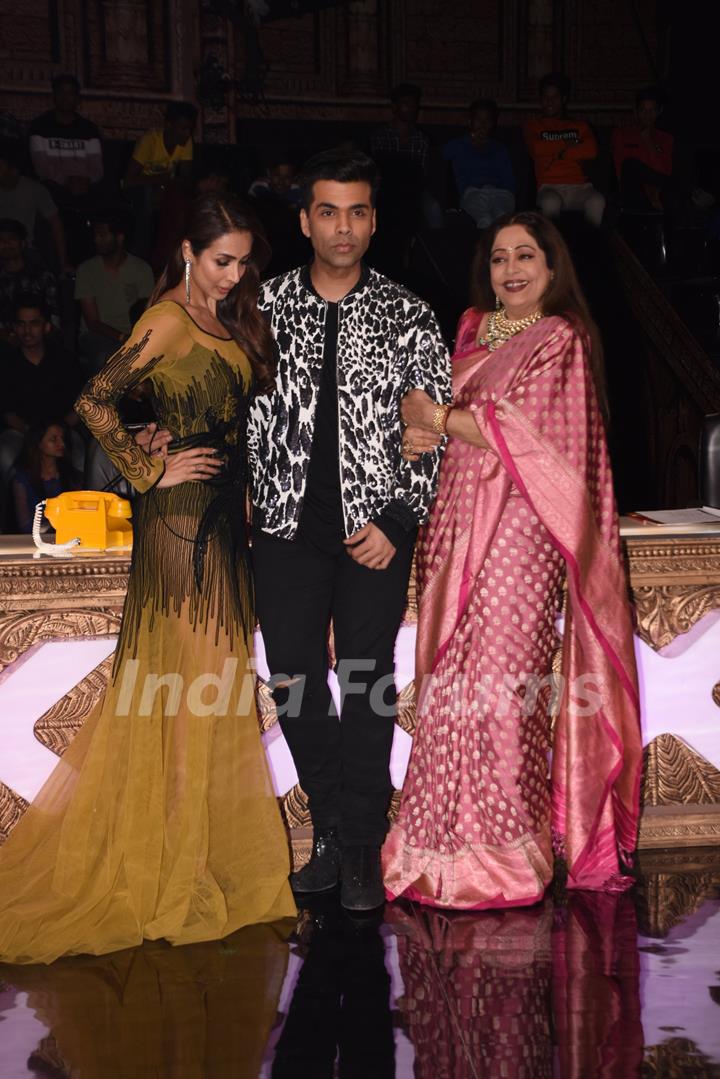 Karan Johar, Malaika Arora, and Kirron Kher at India's Got Talent for URI promotions