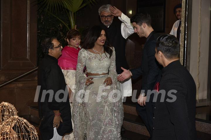 Sanjay Leela Bhansali with newly-weds at Priyanka Chopra and Nick Jonas Wedding Reception, Mumbai