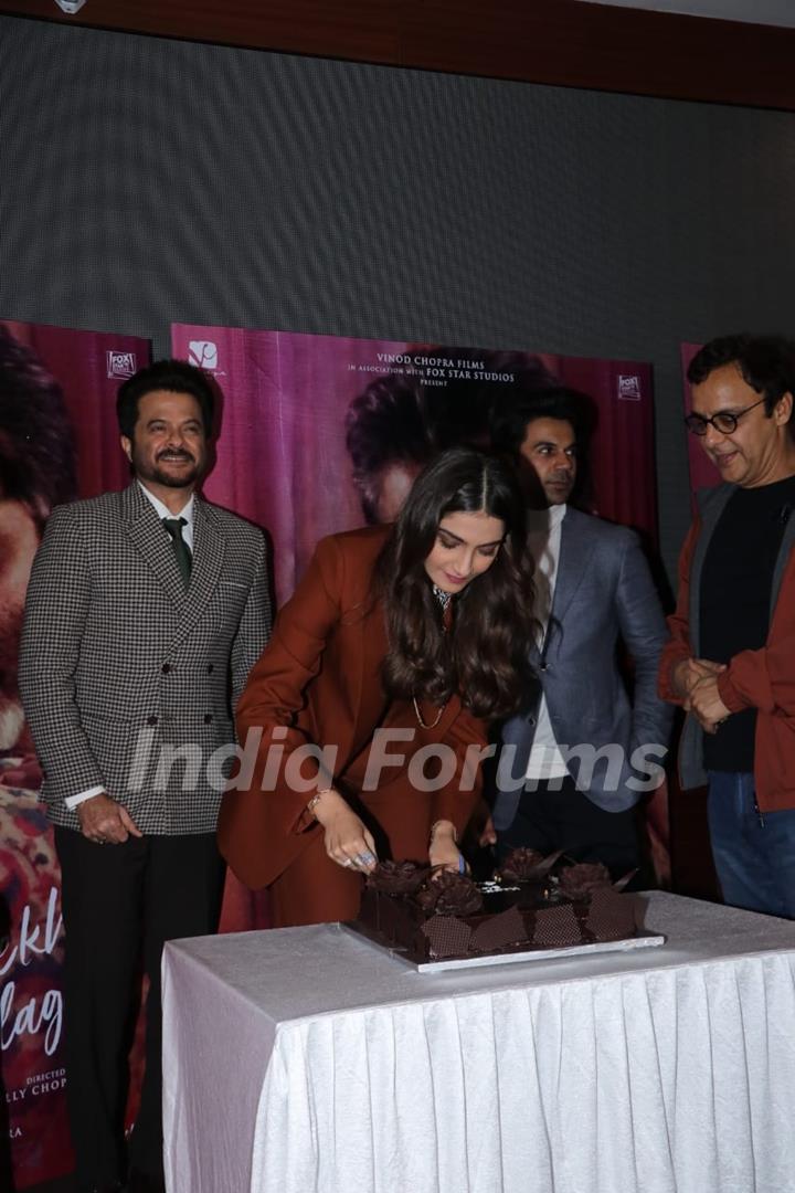 Anil Kapoor with Sonam Kapoor and Rajkummar Rao celebrates his birthday at trailer launch